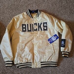 Ultra Game NBA Milwaukee Bucks Satin Bomber Varsity Jacket Men's Small NWT